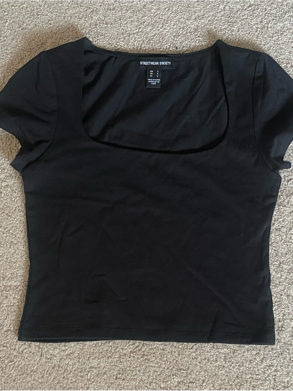 Streetwear Society Black Scoop Neck Short Sleeve Top